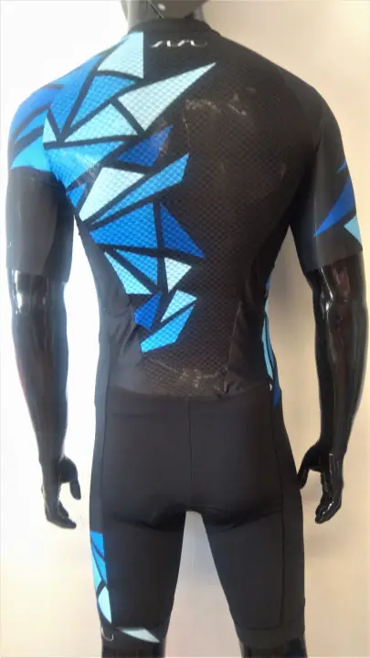 Strój startowy SISU triathlon Blue Power z rękawem TYŁ