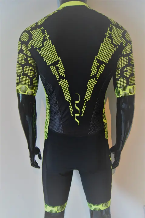 Strój startowy SISU triathlon Fluo Power z rękawem tył