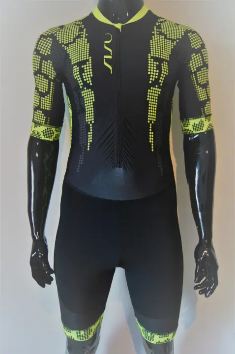 Strój startowy SISU triathlon Fluo Power z rękawem przód